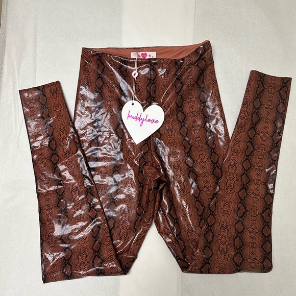 NWT; BUDDY LOVE ❤️MILA PATENT VEGAN LEATHER LEGGING - COGNAC SNAKE - Picture 10 of 15